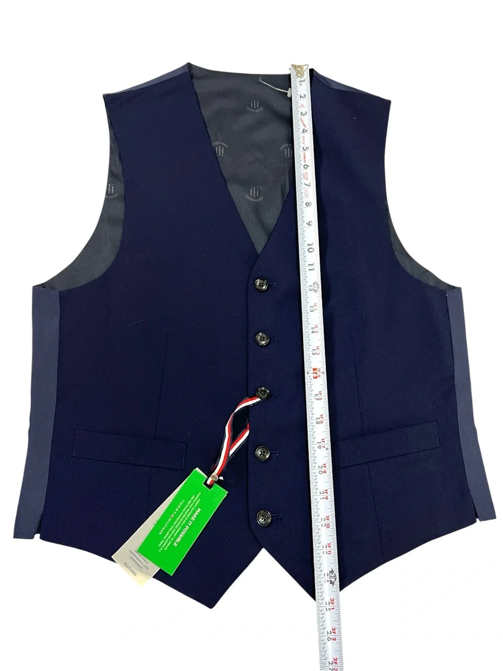 Tommy Hilfiger Men's Wool Blend Suit Vest Waistcoat, Color Navy Blue, Size Small